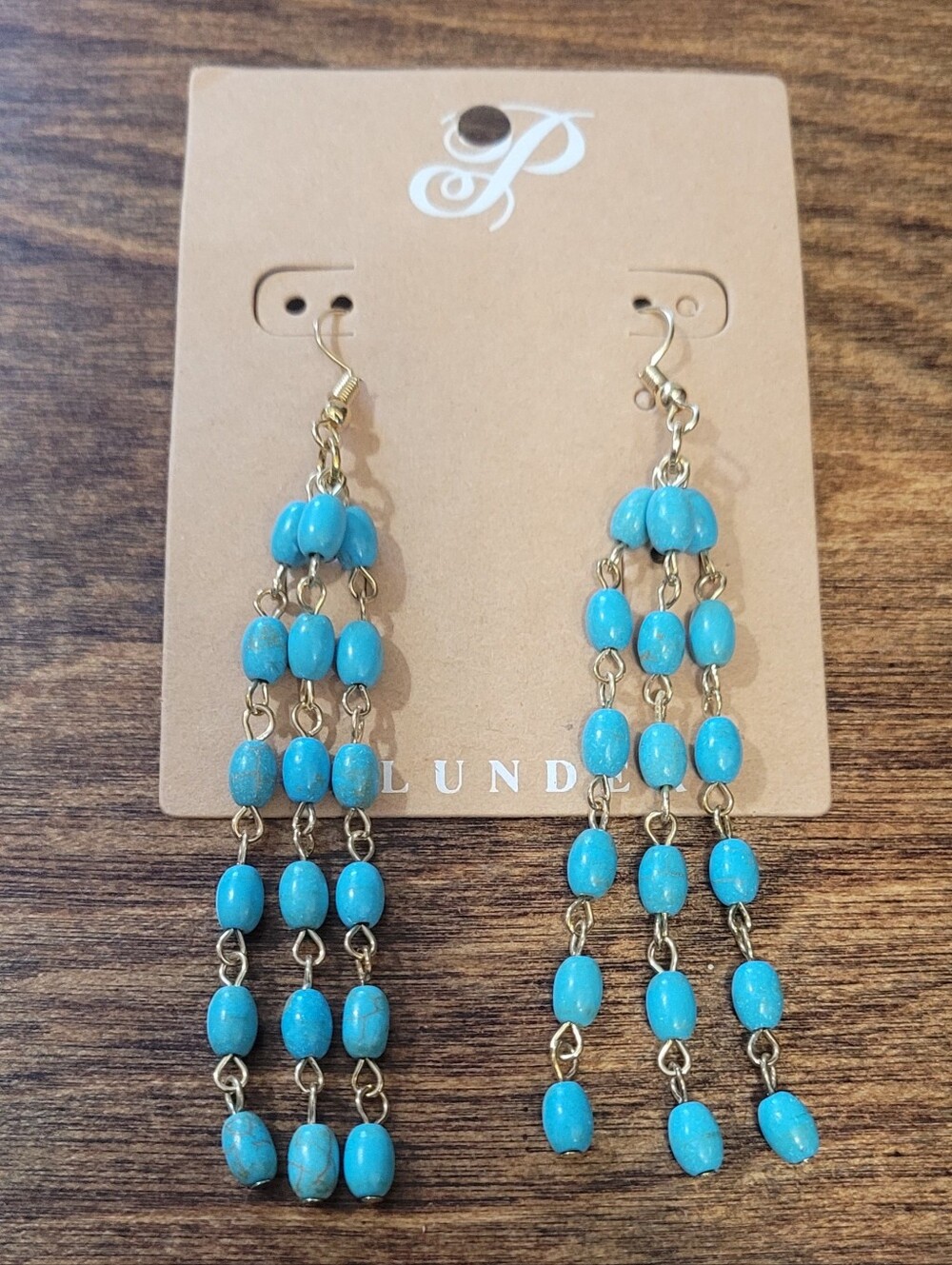 (12) PLUNDER Gold-Tone Howlite Dangle Earrings